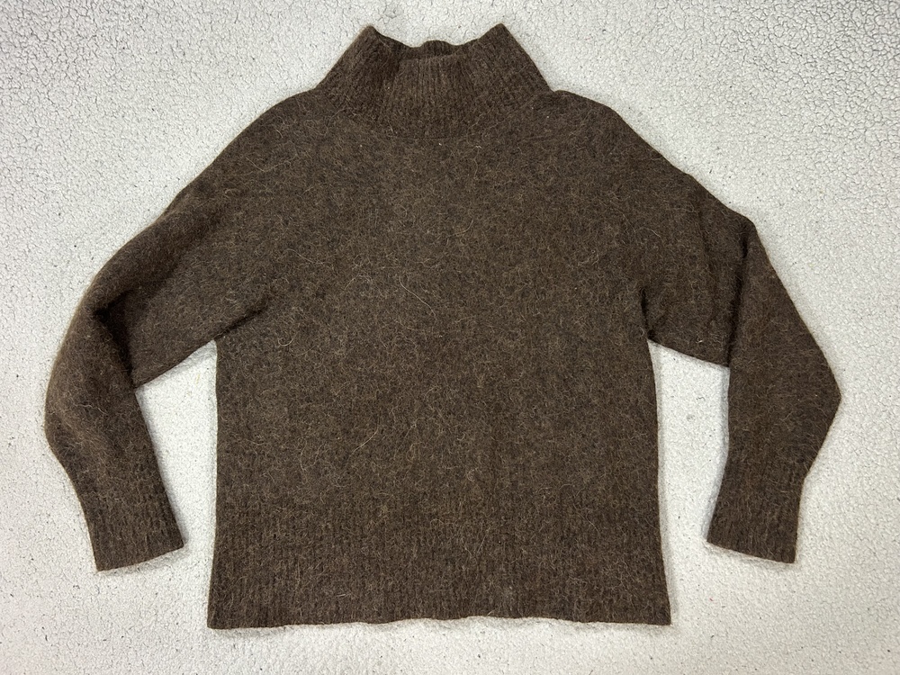 Banana Republic Sweater Womens Small Brown Alpaca Mock Neck Chunky Fuzzy Knit